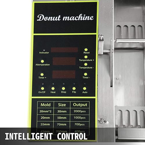 Miniatura 8 de Máquina automática comercial para hacer donuts de una hilera, freidora de donas, con moldes de 3 tamaños y tolva de 7 L, para Food Street, Snack