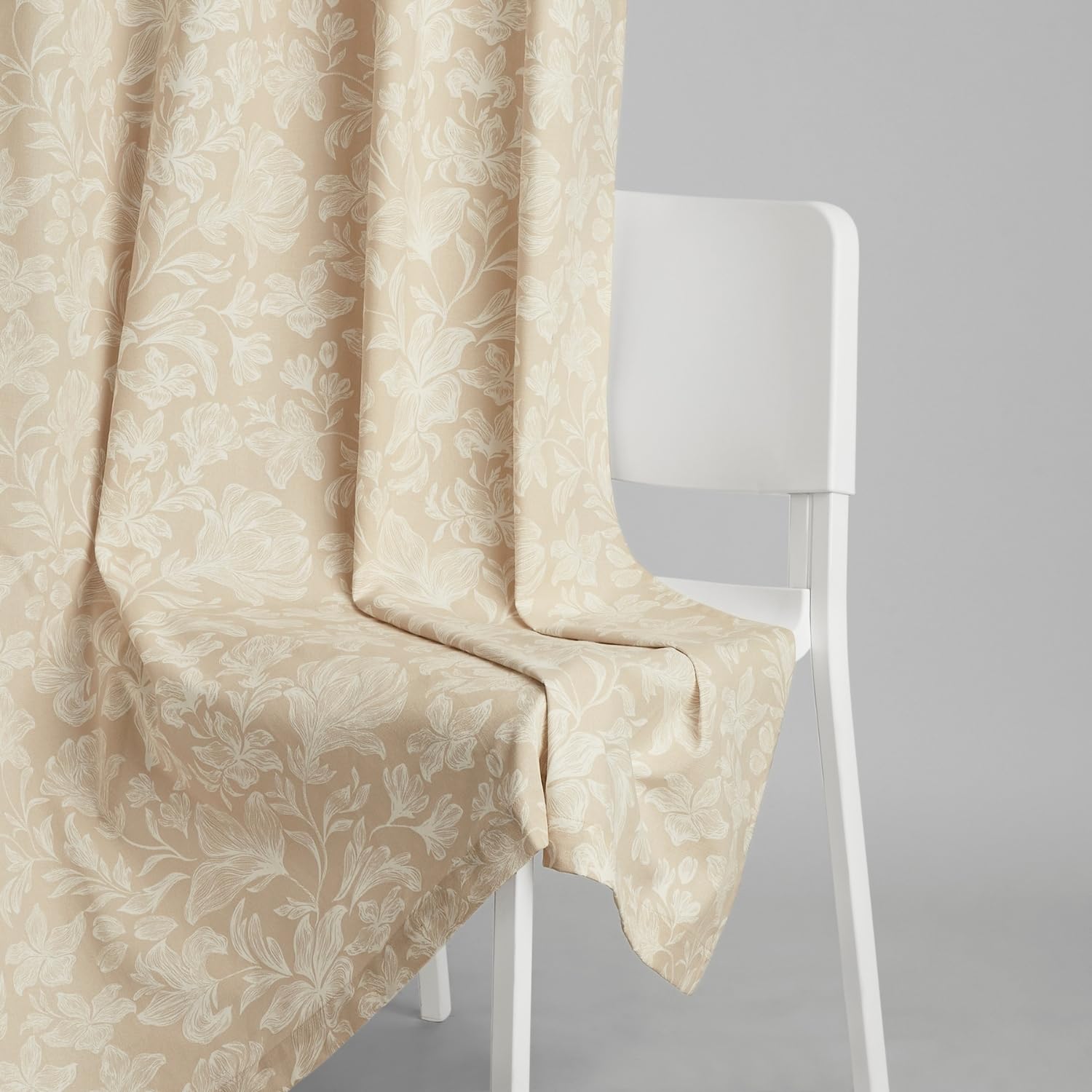 haus & kinder Printed Door Curtain Pack of 2, Chalkflower Beige Curtains, 100% Duck Cotton Curtain, 7 Feet Curtains for Room Darkening, Bedroom, Eyelet Panels 220 GSM, 114x213cm-picture-22