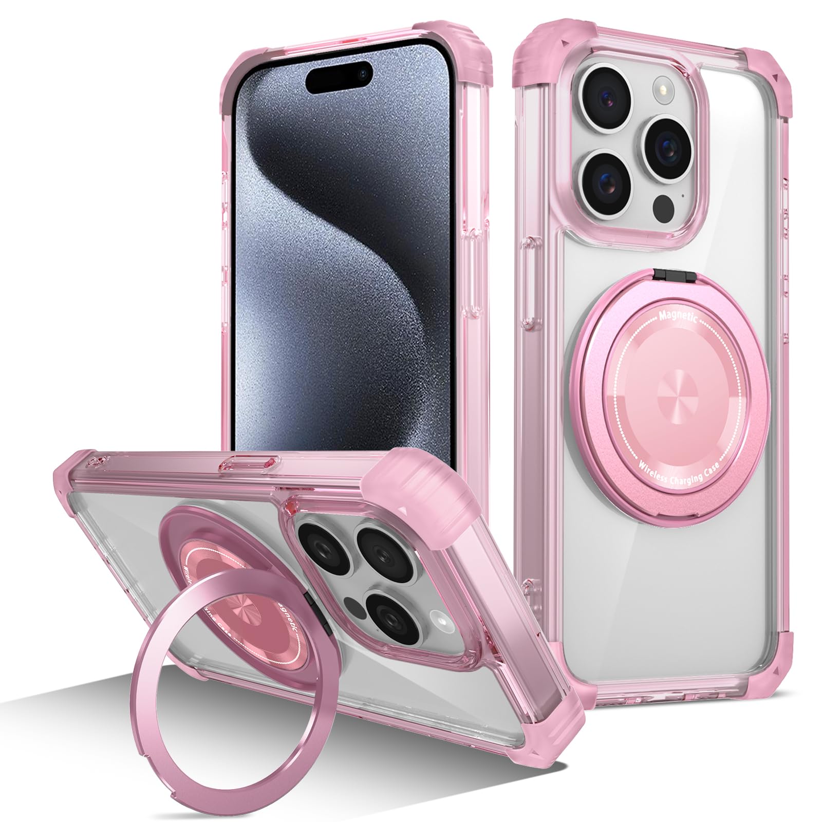 ONES Cover magnetica rigida ibrida compatibile con iPhone 14 Pro Custodia MagSafe, protezione di livello militare, airbag antiurto, ricarica wireless Qi, copertura in silicone antigiallo, trasparente