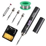 Cordless Soldering Iron Kit, Rechargeable USB-C Soldering Pen with OLED Screen, Portable Battery Powered Solder Iron for Electronics Repair, Includes 3 Tips & Lead-Free Solder Wire