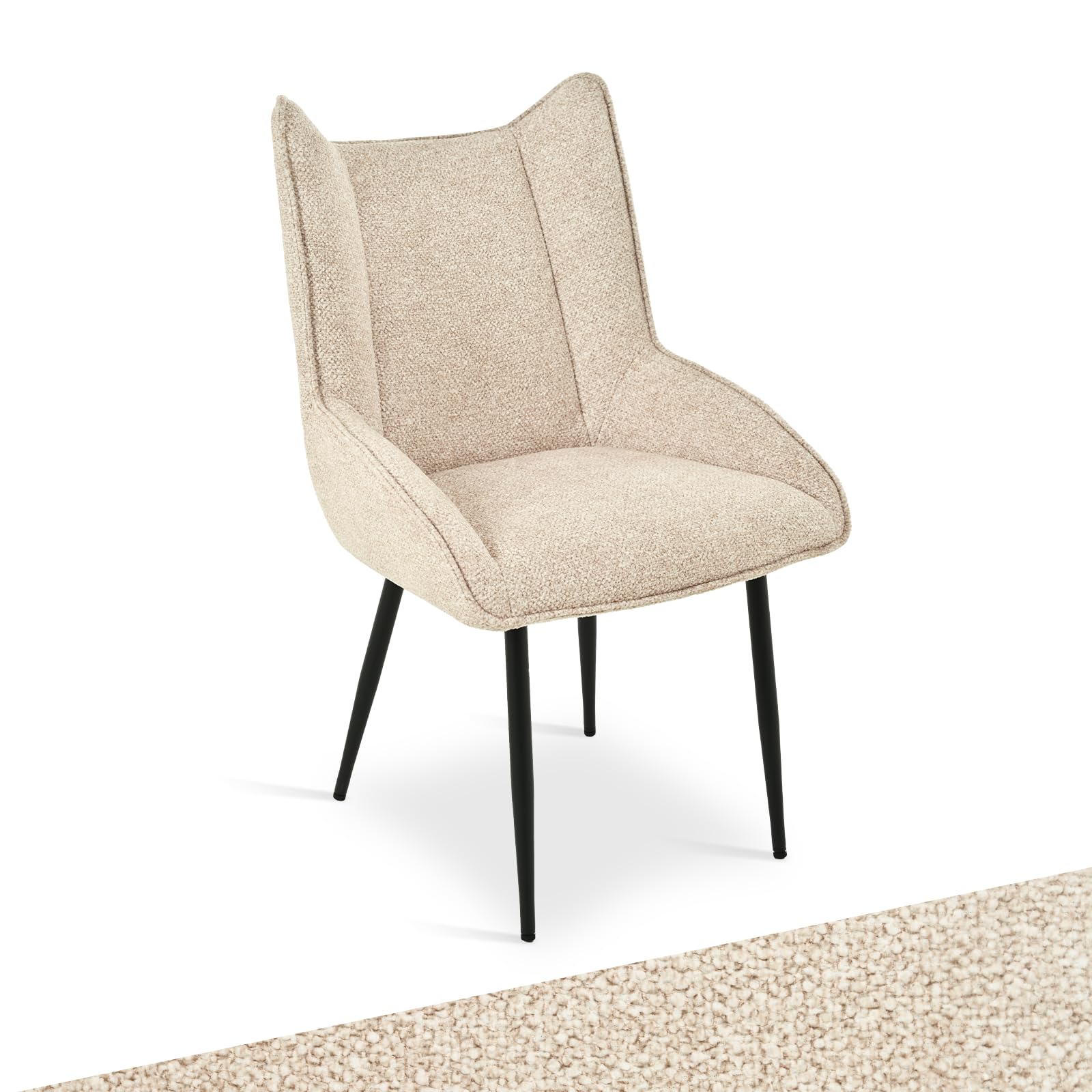 Esszimmerstühle 1er Set, moderner Küchenstuhl Creme ohne Armlehnen, Stühle Esszimmer aus Samt, verstellbare Füße, für Esszimmer, Wohnzimmer, Küche & Schlafzimmer