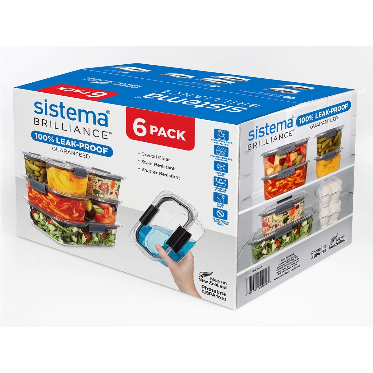 Your GEAR Pila Set 6 Contenitori Salvafreschezza – 300/700/1000/1350/2500 Ml – Ermetici – BPA Free – Freezer E Microonde