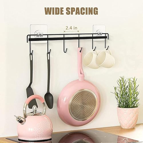 Miniatura 6 de 2 ganchos para utensilios de cocina, estante adhesivo para colgar utensilios de cocina, soporte para utensilios de cocina de montaje en pared para