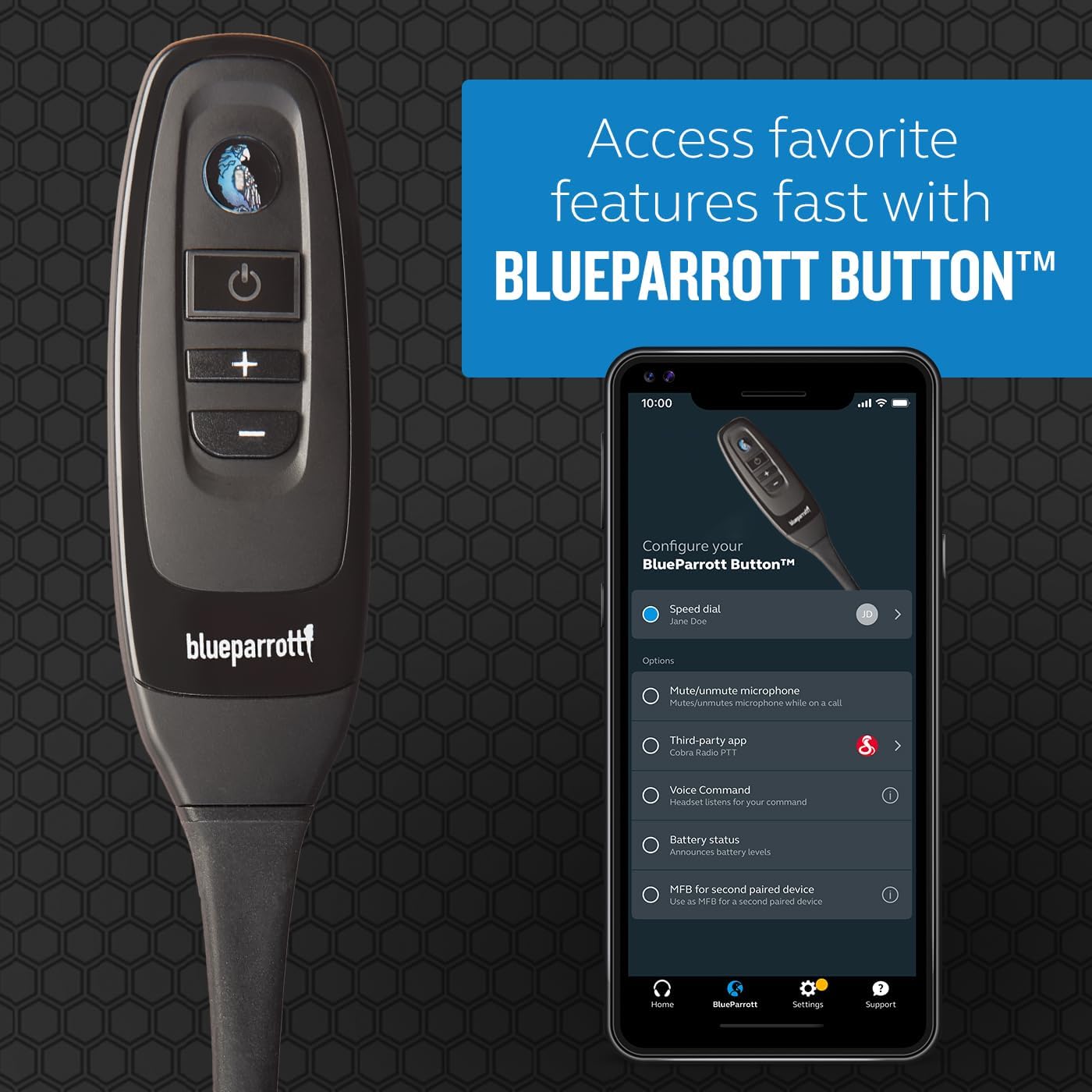 BlueParrott C400-XT Mono Bluetooth Wireless Headphones 96% Noise Canceling Trucker Headset with Mic, Convertible Over Head to Behind Neck Style with 300 ft. Wireless Range, 24 hrs. Talk Time, Black