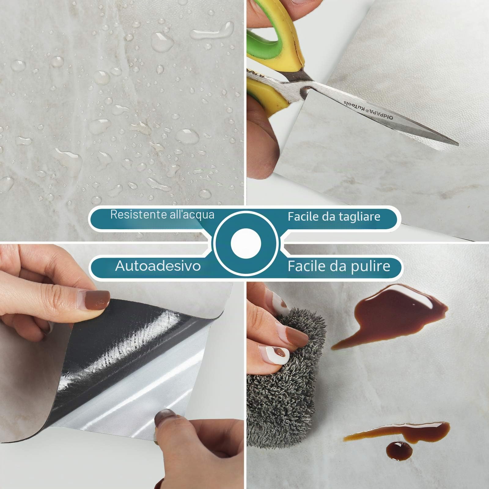 VEELIKE PVC Adesivo Pavimento in Marmo 24 Pezzi Piastrelle Adesive Pavimento Bagno Adesivi per Piastrelle Cucina Marmo Grigio Chiaro Mattonelle Adesive Pavimenti in PVC Garage Rimovibile 30cm x 30cm