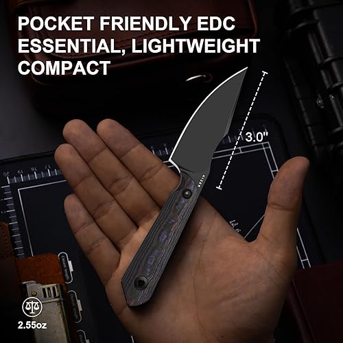 Miniatura 96 de Kizer Mini Harpoon Cuchillo de hoja fija con funda, cuchillo de caza de hoja de 3 V con mango G10, cuchillos pequeños EDC de hoja fija para camping