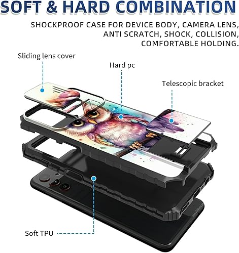 Miniatura 2 de Funda para teléfono Samsung Galaxy S22 Ultra con cubierta deslizante para cámara y soporte de doble capa híbrida suave TPU duro PC a prueba de