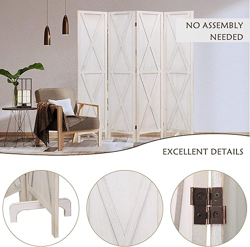 Miniatura 4 de ECOMEX Divisor de habitación de madera de 6 pies, divisor de habitación y divisor de habitación de 6 pies, pantallas de privacidad plegables, doble