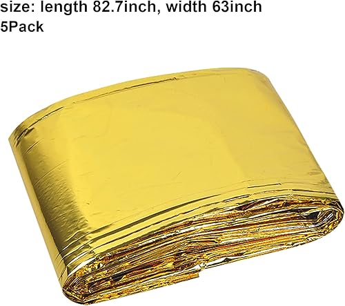 Miniatura 5 de BXT Manta de emergencia de doble cara dorada y plateada, extra grande, para exteriores, desechable, impermeable, manta térmica de 63.0 x 82.7 in
