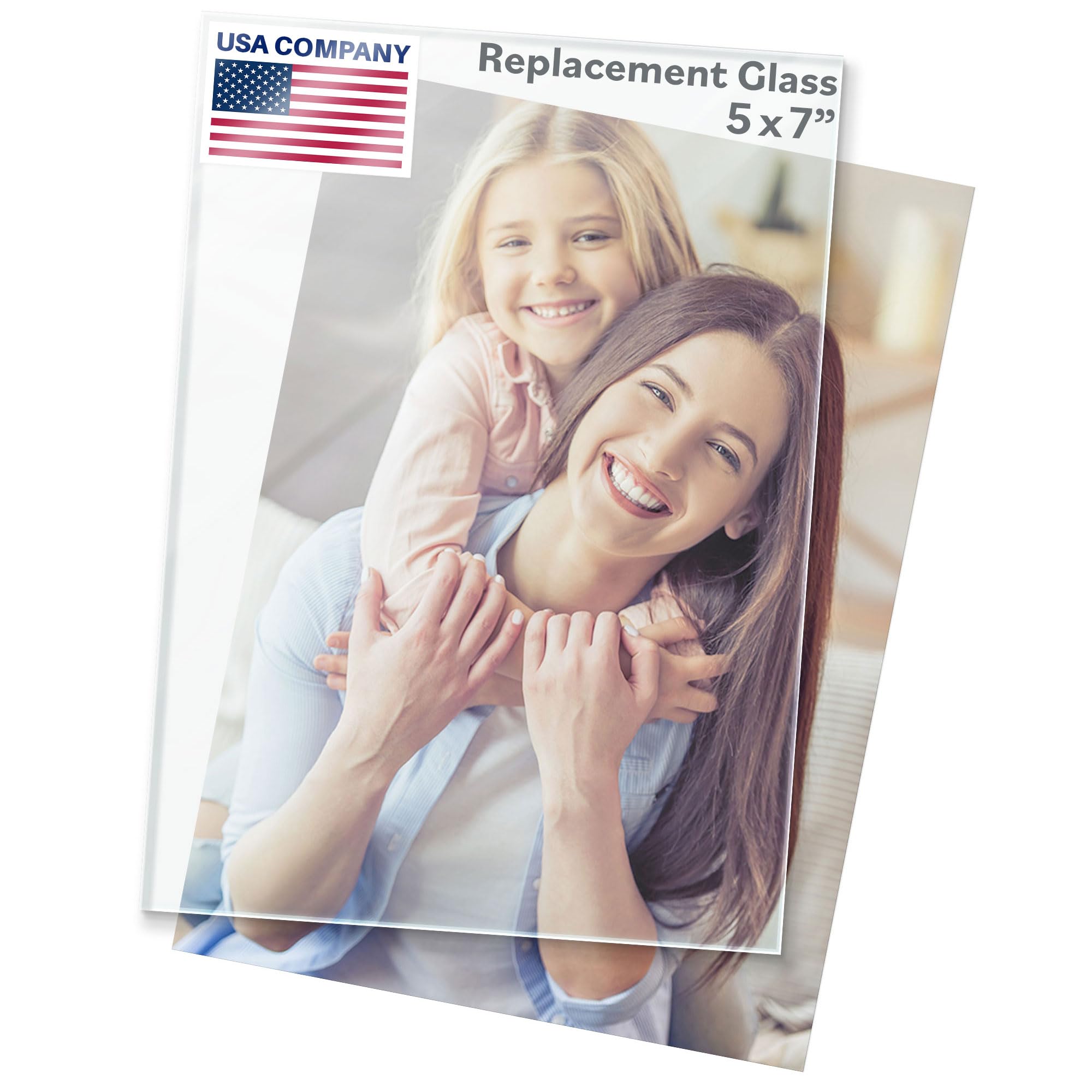 FrameStarr - 5x7 Glass - Crystal Clear, 2 Pack - Replacement Glass for 5 x 7 Picture Frames - Real Cover Sheets
