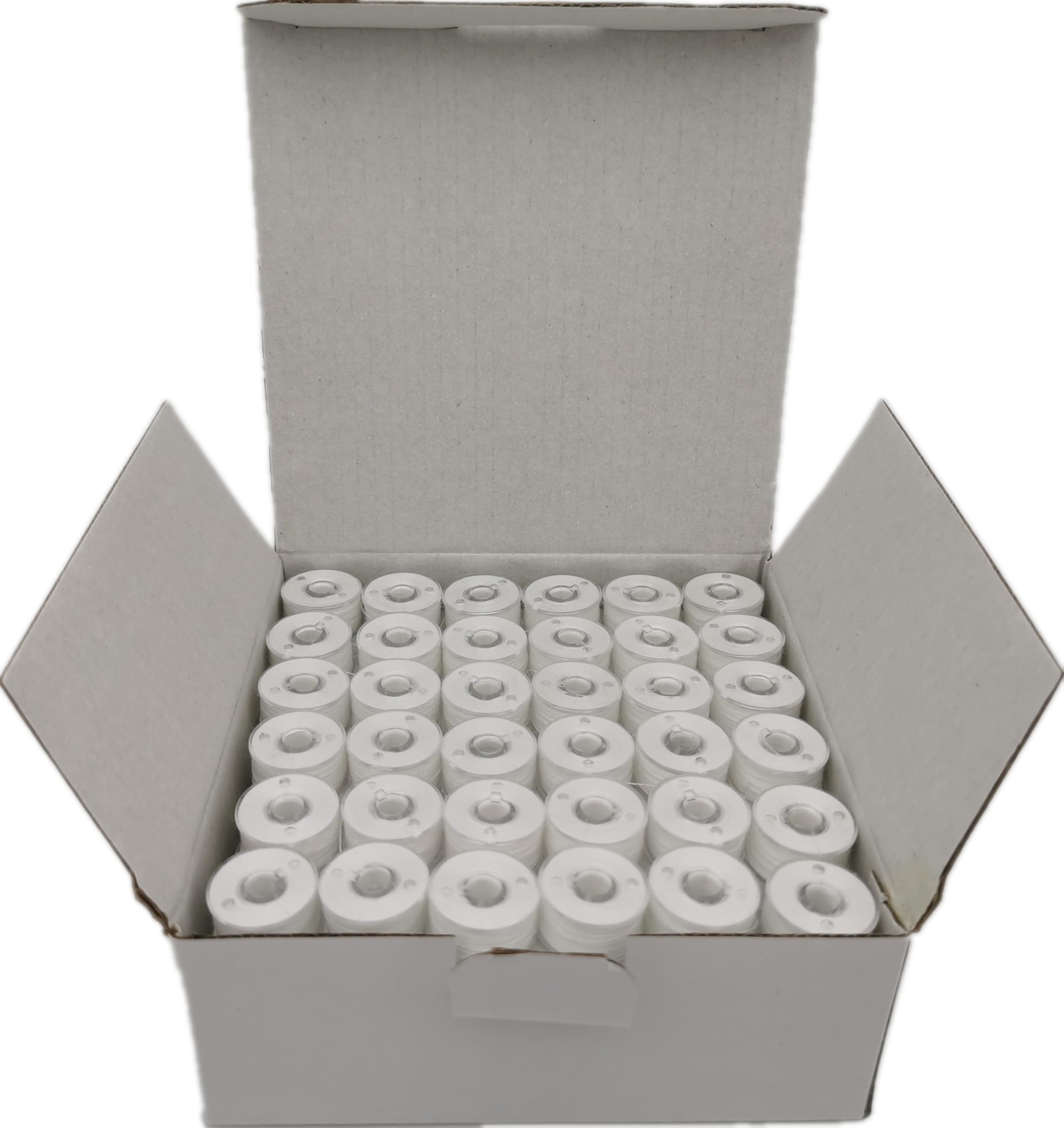 DOUBLELIN 144pcs Prewound Bobbins Size A for Domestic Sewing/Embroidery Machines, Compatible with Brother Machines, Plastic Sided, Size A, Class 15, 15J, SA156, White, 100% Polyester, 60S/2 100 Yards