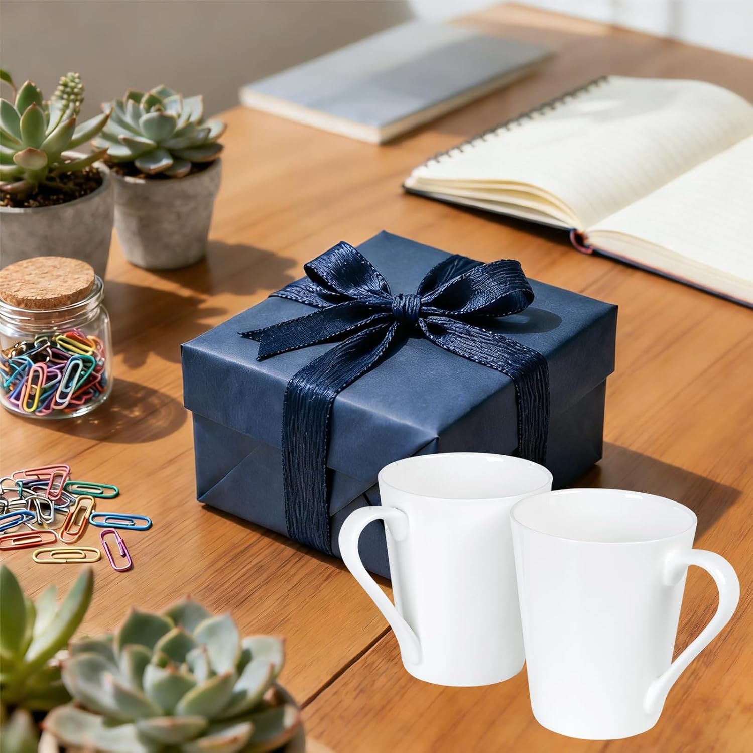 11 Oz Plain White Fine Bone China Coffee Mugs Set of 2, V-Shaped Latte Mug With Handle, DIY Mug Gift, White Ceramic Coffee Cups for Cappuccino, Hot Cocoa, Milk, Tea, Lightweight Coffee Mugs - Image 7