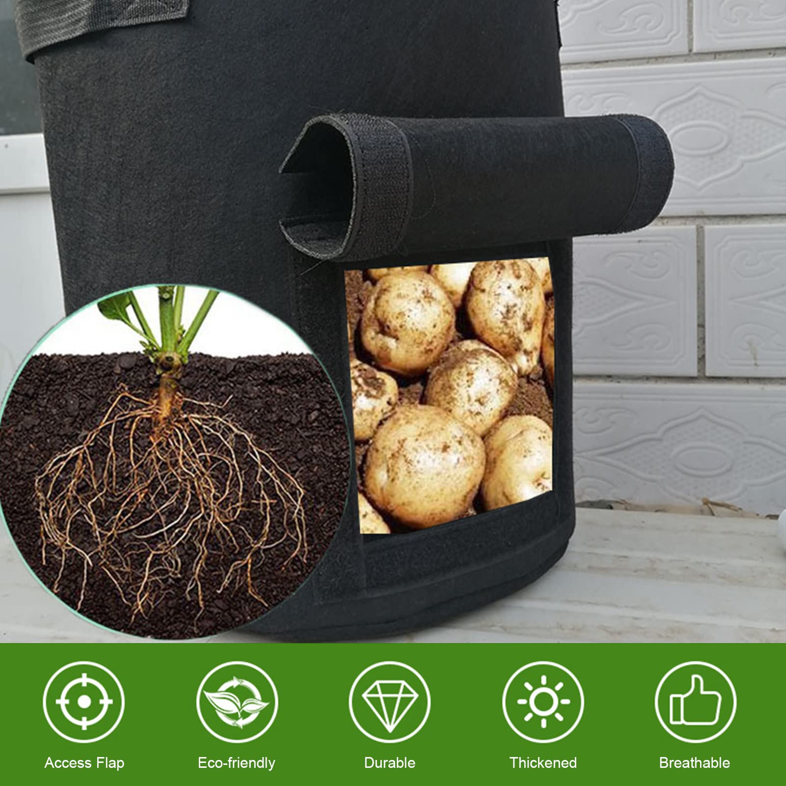 Hengda Sacchetti Per Coltivazione Di Patate Con 1 Finestre 26.5L - Foto 10