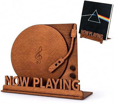 Now Playing Vinyl Stand, Pine Plywood, Spiral Groove for LPs and CDs