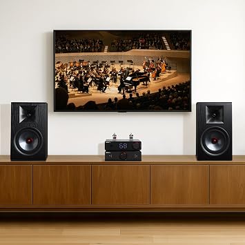 AIYIMA P600 6.5 Bookshelf Speakers for Desktop, 6 Tilted Design & Carbon Fiber Woofer & Horn Silk Tweeter, 30Hz-20kHz 2-Way Passive Speaker for Home Audio Stereo Amplifier