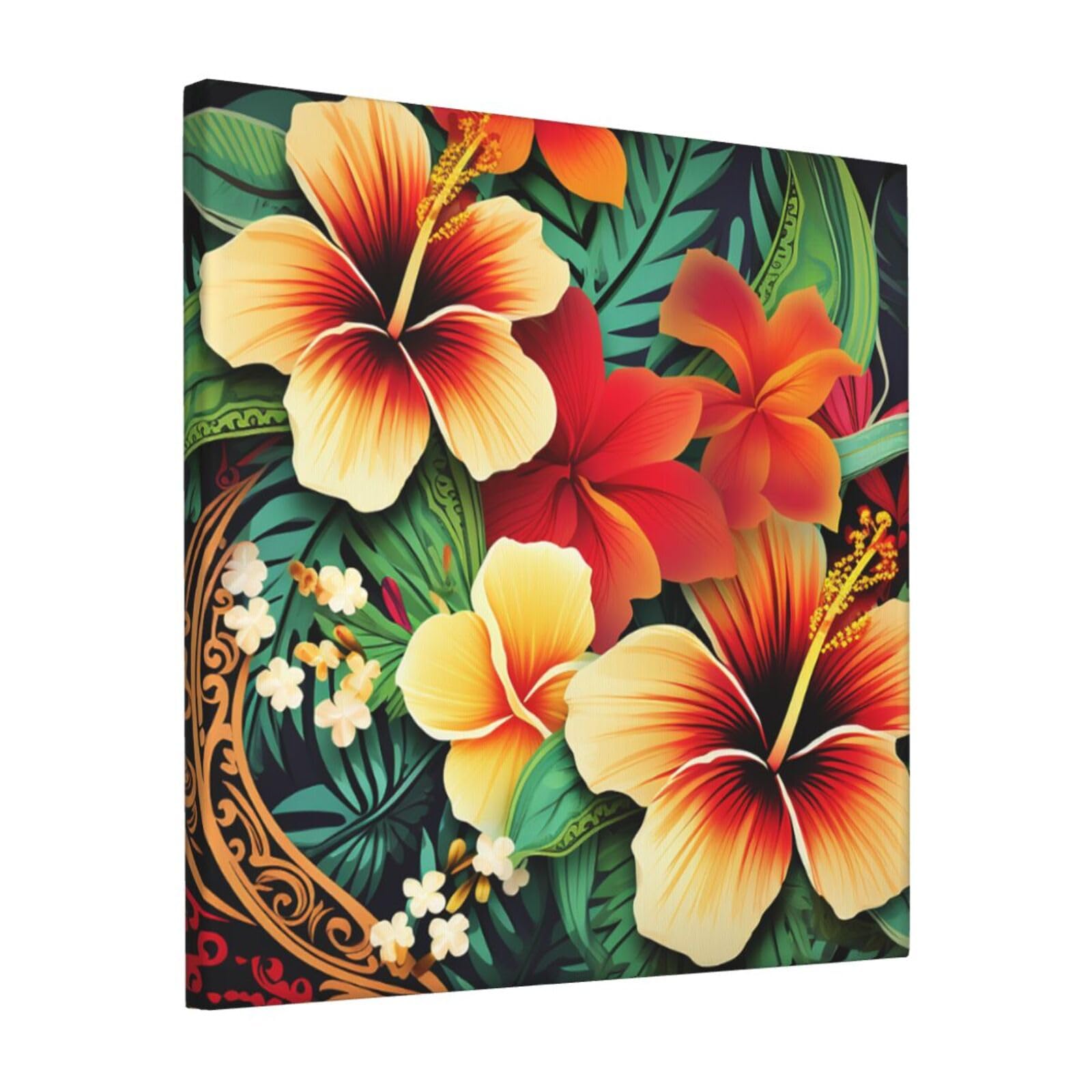 KLOPH Hawaiian Style Print pattern Canvas Wall Art for Living Room 12"x12" Modern Artwork Painting for Bathroom Hanging Canvas Prints Aesthetic Wallart for Bedroom Kitchen Office Wall Decor