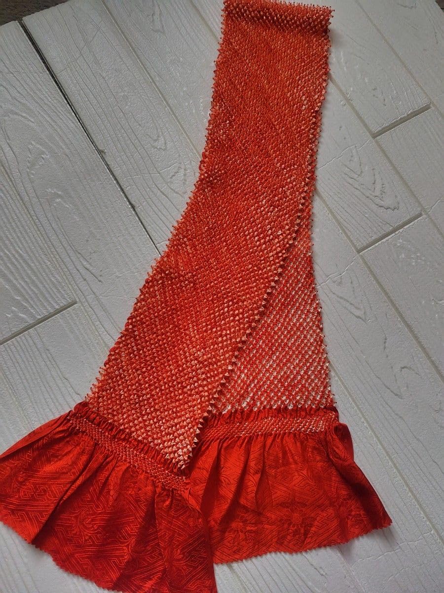 帯締め帯揚げセット オレンジ系 鬼絞り 貝絞り 総絞り 七五三 振袖 成人式