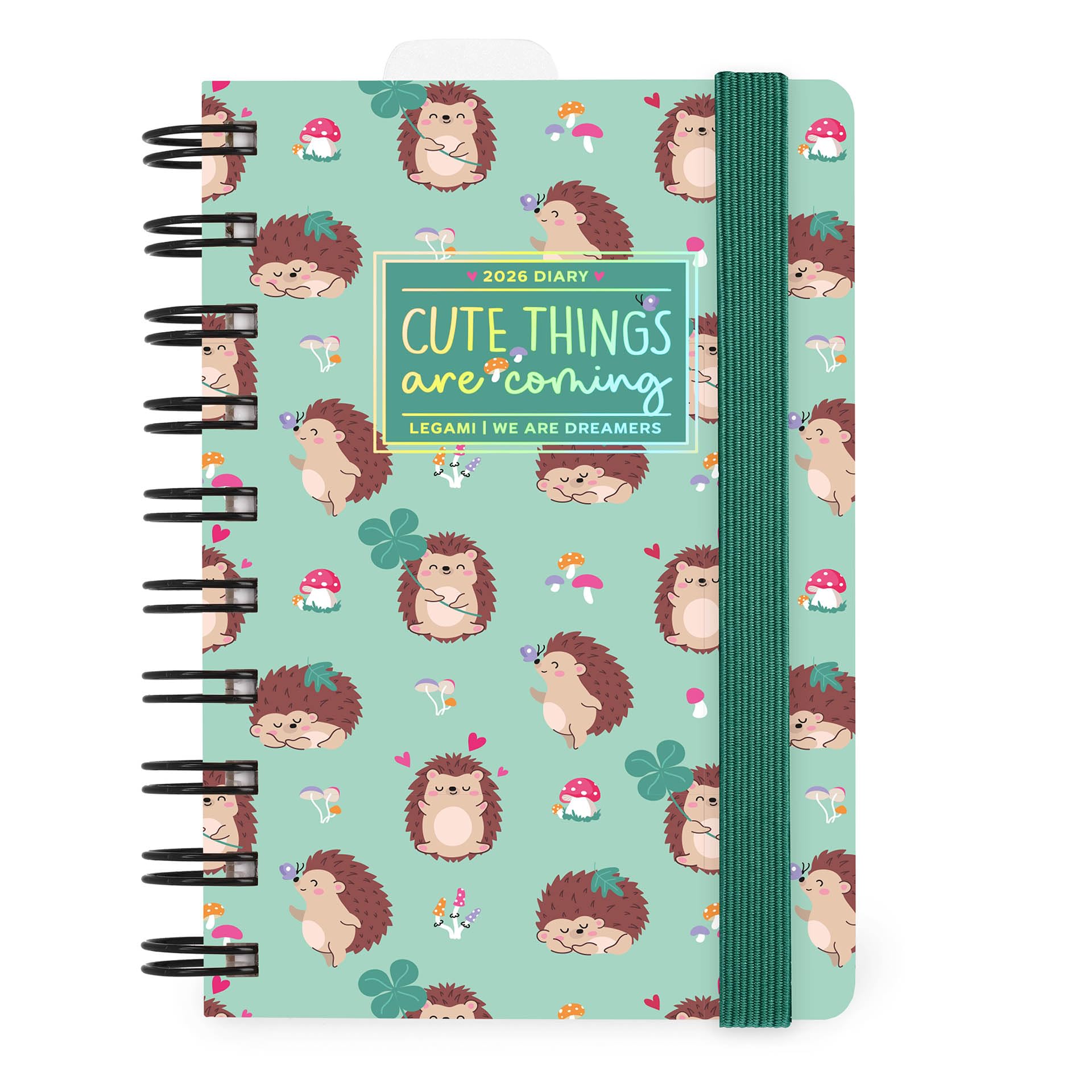 Agenda Hebdomadaire 2026 Legami - Format 15x21 Cm, Reliure Spirale, Motif Sushi Cat - Avec Poche PVC Et élastique De Fermeture