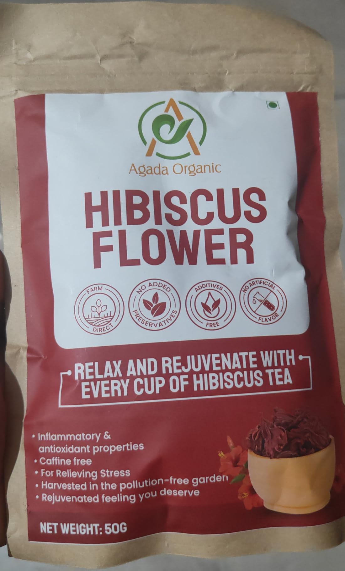 AGADA ORGANIC HIBISCUS FLOWER TEA HERBAL HIBISCUS TEA USE FOR ICE