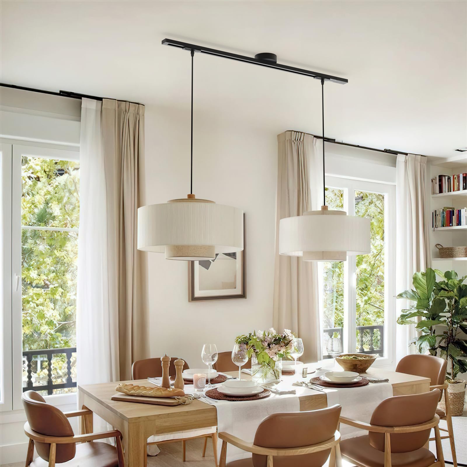 Rail de Plafond pour Lampe, Rotation à 360°, Position du Lustre Ajustable, Installation Multiple pour Lustre d'Intérieur, Vertigo, etc. (Contient 3 En-têtes de Piste)