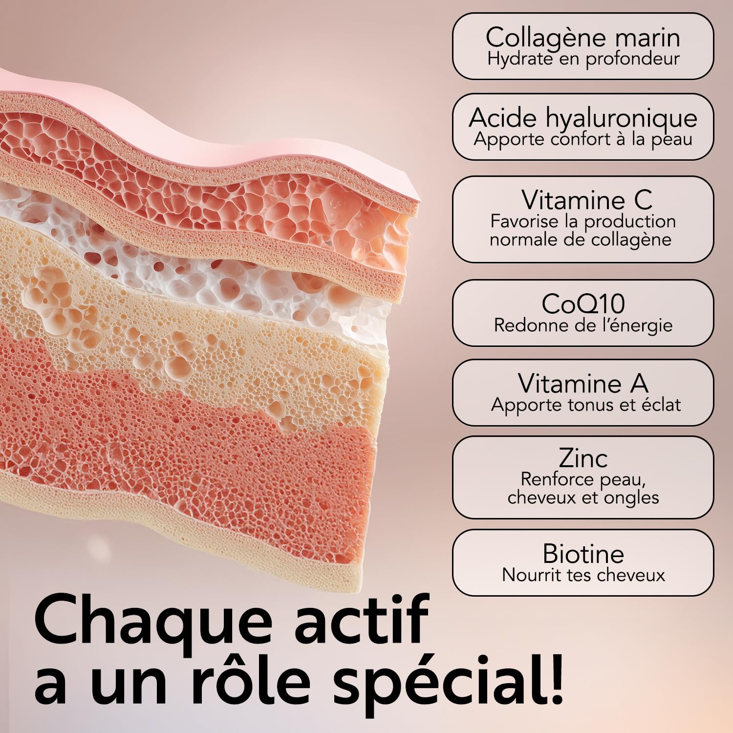 Collagène Marin Acide Hyaluronique PiùLife – 2000 mg Collagène Hydrolysé Type 1, Vitamine C, Biotine, Zinc, Q10 – 240 Comprimés – Peau, Cheveux, Articulations