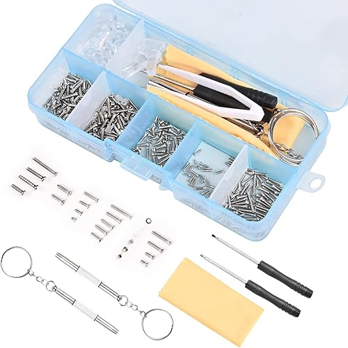 Miniatura 1 de Kit de reparación de lentes de sol con tornillos, pinzas, destornillador, micro tornillos pequeños, tuercas, surtido de tornillos de acero