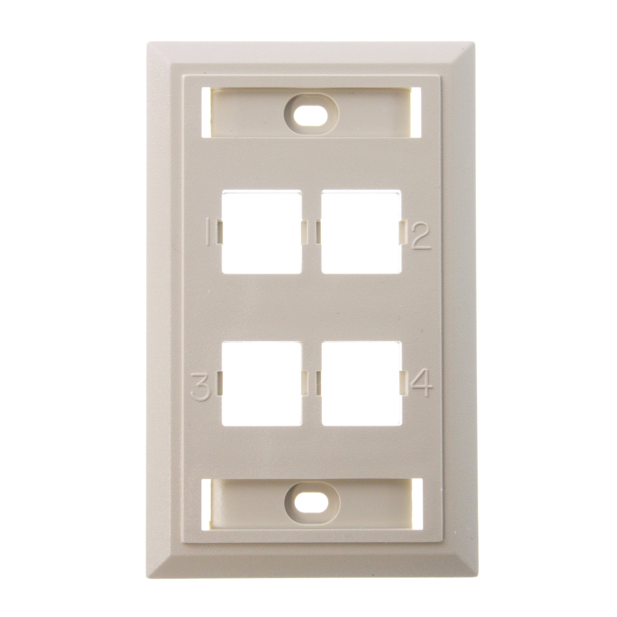 M14L-246 - Uniprise L Type Flush Mounted Faceplate, 4 port ivory