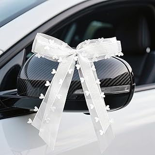 10 Stück Autoschleifen Hochzeit Autoschmuck,Auto Deko Schleifen,Hochzeitsauto Schleife Mit Herzen Spitze,Hochzeitsdeko Hochzeitsschleifen,für Brautauto,Geschenk,Hochzeitsfeier ((10 PCS) (16×26CM))