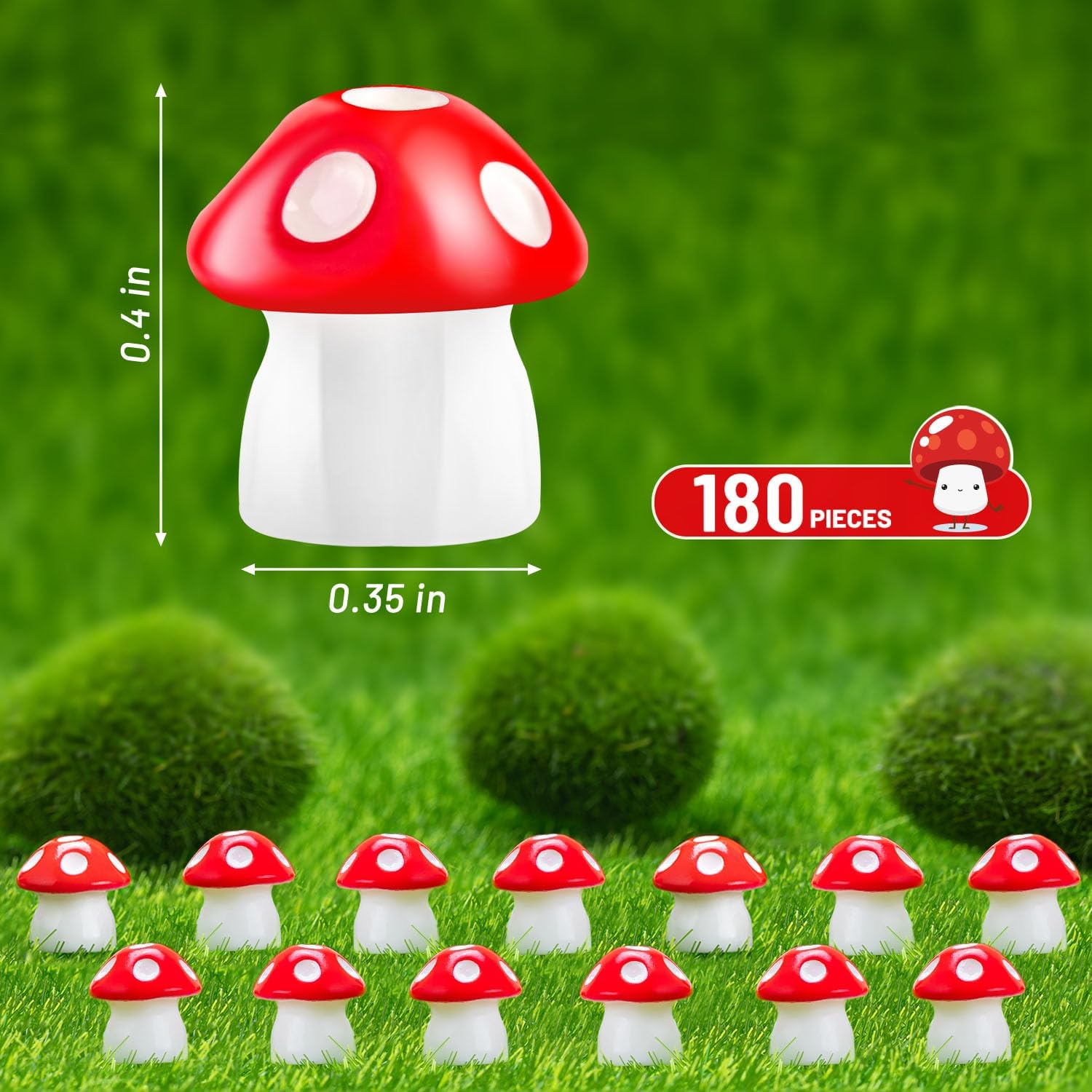 180 pcs Miniature Mushroom Figurines image 3