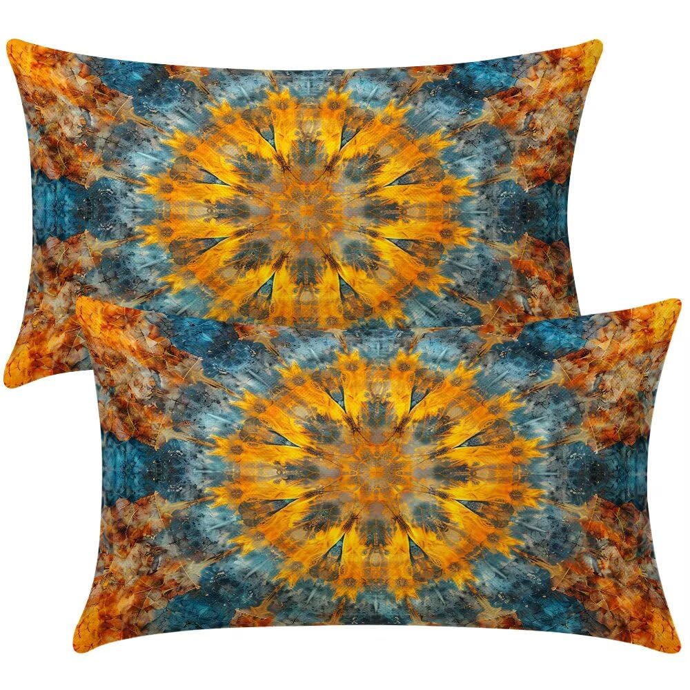 Cushion Covers 35cm x 55cm Retro Cushion Cover 14 x 22 Inches Pack of 2 Throw Pillow Covers Abstract Sofa Cushions Polyester Linen Decorative Pillowcases for Living Room Bedroom Home Decor -SC487
