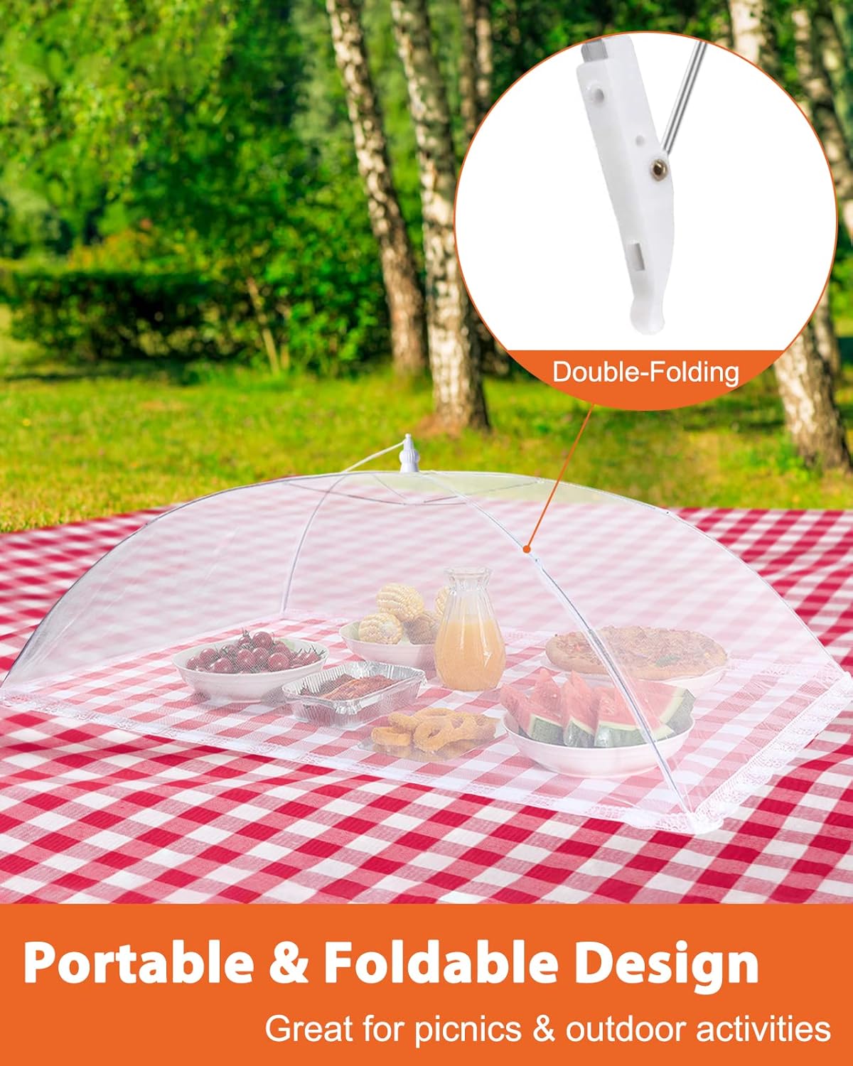  | Anpro Food Cover Food Tent- Pop-up Food Nets, 1 Extra Large (40"X24") & 4 Standard (17"X17") Mesh Food Covers for Outside, Picnic Accessories, Reusable and Collapsible, 5 Pack: Plate Serving Covers