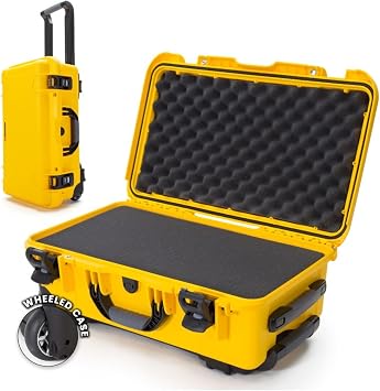 NANUK 935 Hard Case with Cubed Foam for Camera & Lenses Waterproof Protective Equipment Case with Wheels, 22 x 14 x 9 Dustproof and Impact Resistant, Carry-On Approved for Most AirlinesYellow