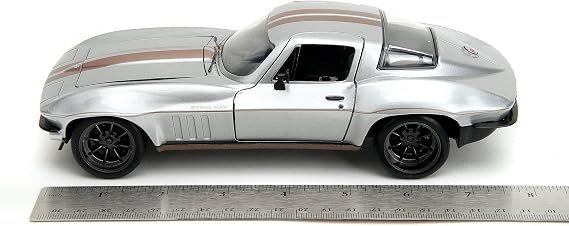 Jada Big Time Muscle 1:24 1966 Chevrolet Corvette Stingray Die-Cast Car, Toys for Kids and Adults(Silver)
