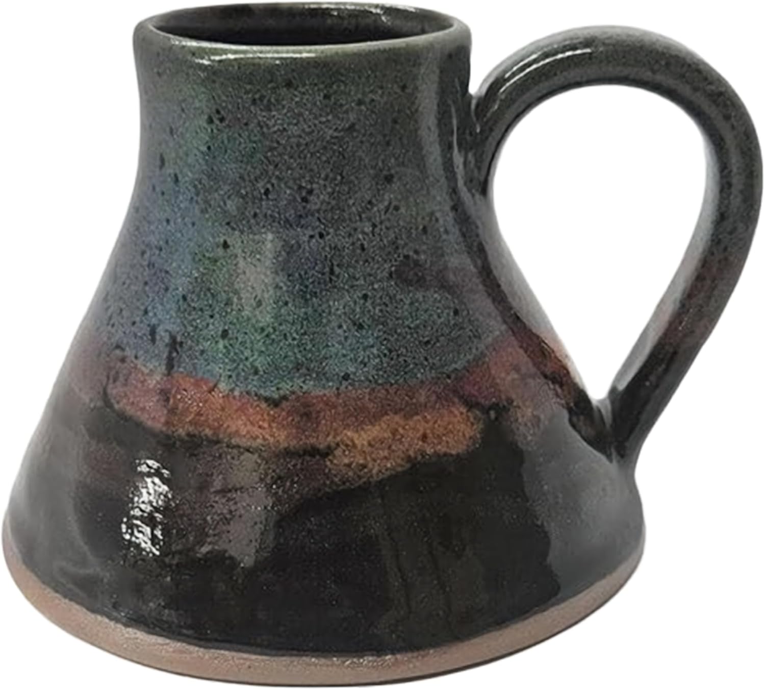 ALWAYS AZUL POTTERY Wide Bottom Travel Mug in Indian Summer Glaze - Handmade Ceramic Mug, Microwave Safe, Polished Pottery for Coffee, Tea & Hot Drinks, Unique, Stylish, Durable Ceramic Coffee Cup