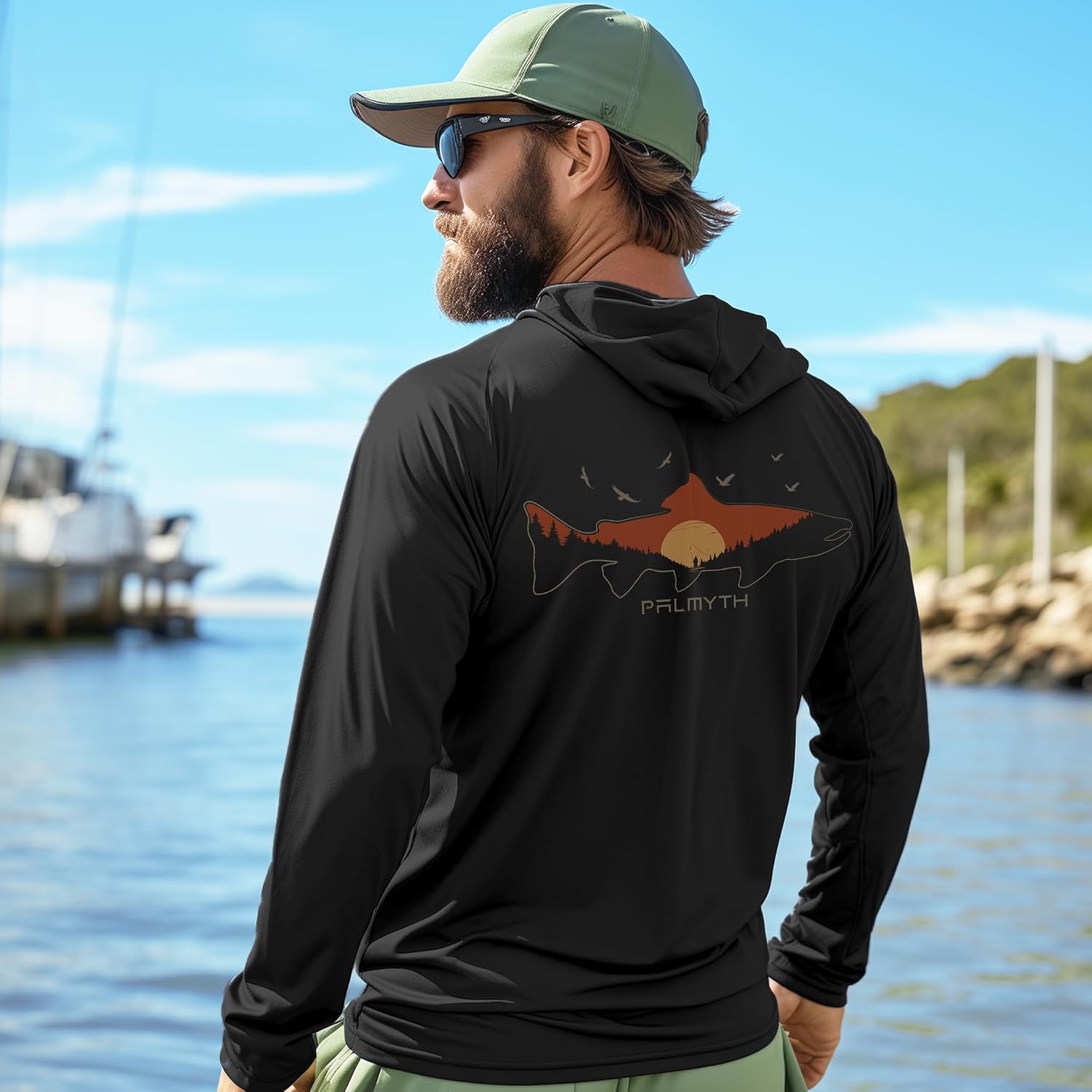 Palmyth Fishing Hoodie for Men Long Sleeve Sun Protection UV UPF 50+ Shirts