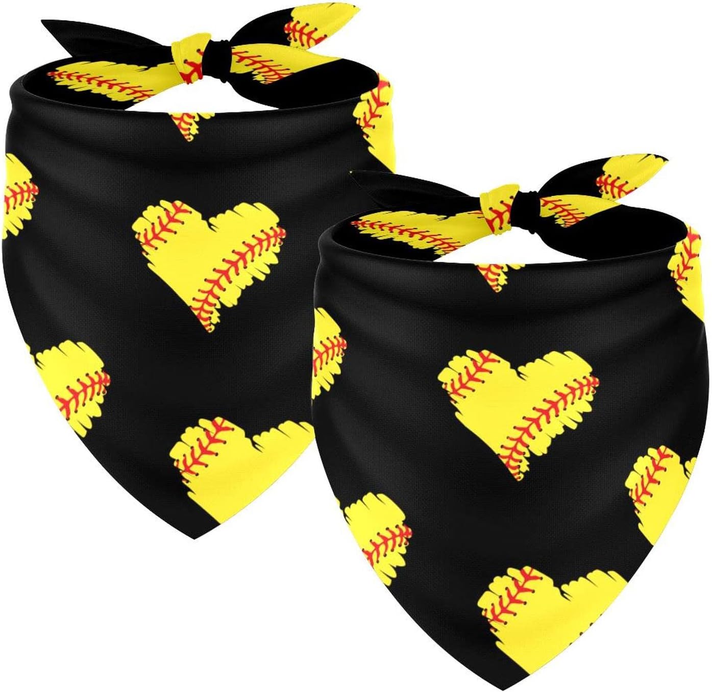 Hear Shaped Softball Pattern Dog Bandana 2 Pack, Holiday