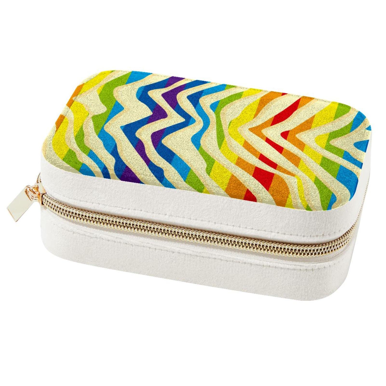 Boîte à bijoux de voyage portable arc-en-ciel pour vos déplacements et vacances