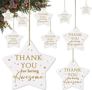 Sieral 10 Pcs Thank You Ornaments Bulk Christmas Office Gifts for Coworker Employee Star