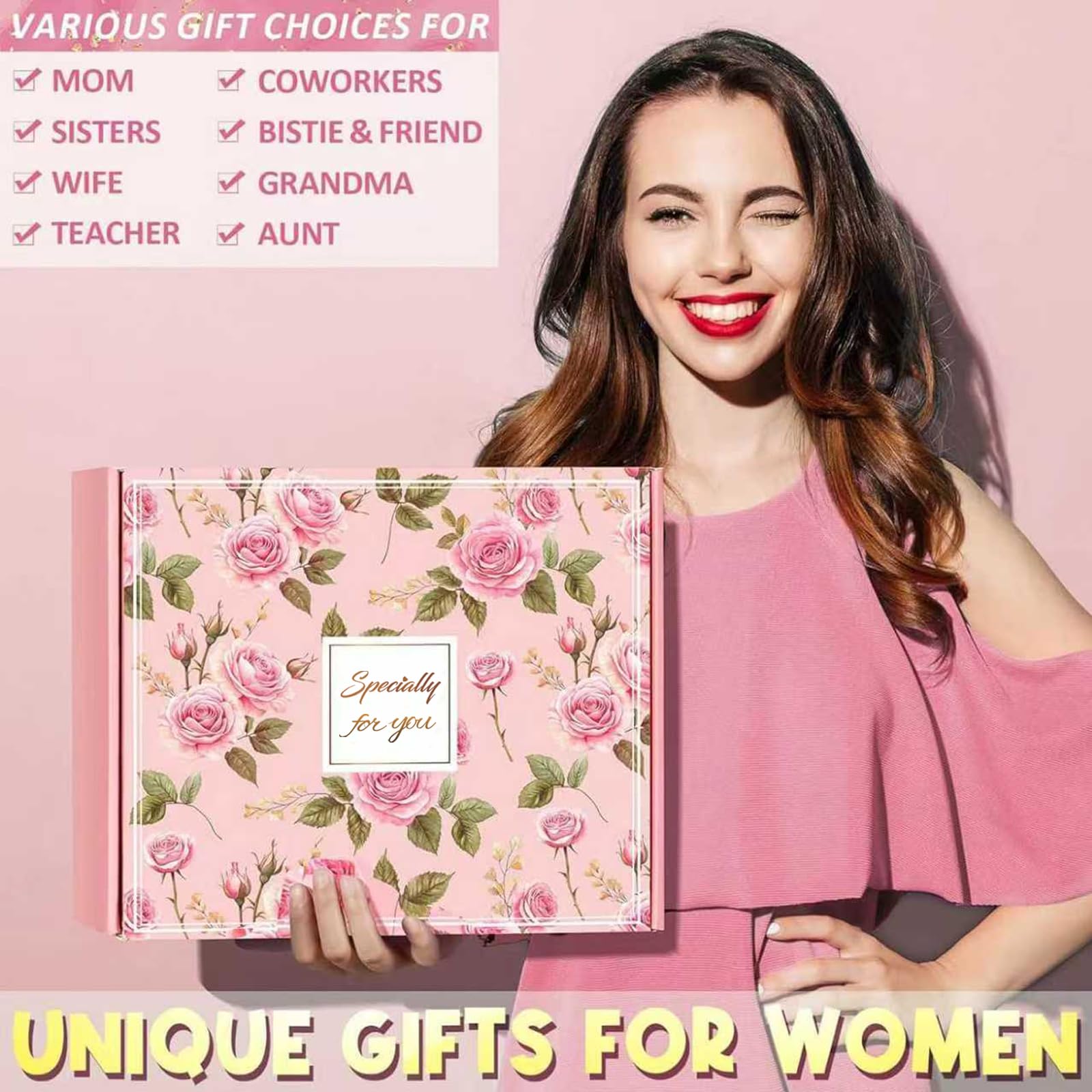 Geschenke für Frauen, Geburtstagsgeschenk für Frauen - 9tlg Rosenduft Geschenkset, Wellness Geschenke für Beste Freundin, Frau, Kollegin, Schwester zum Geburtstag
