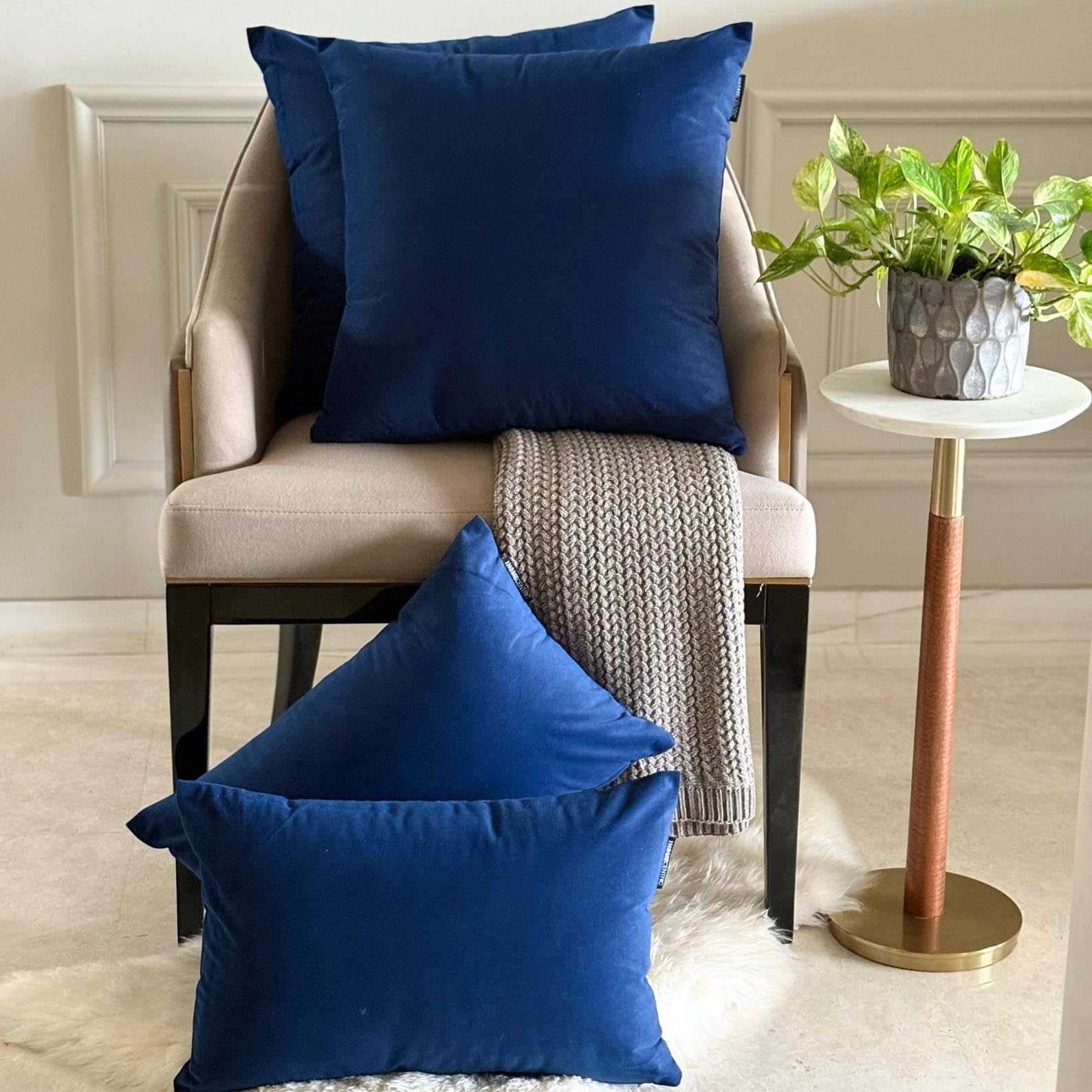 Amazon.com: Navy Blue Decorative Throw Pillow Covers 16