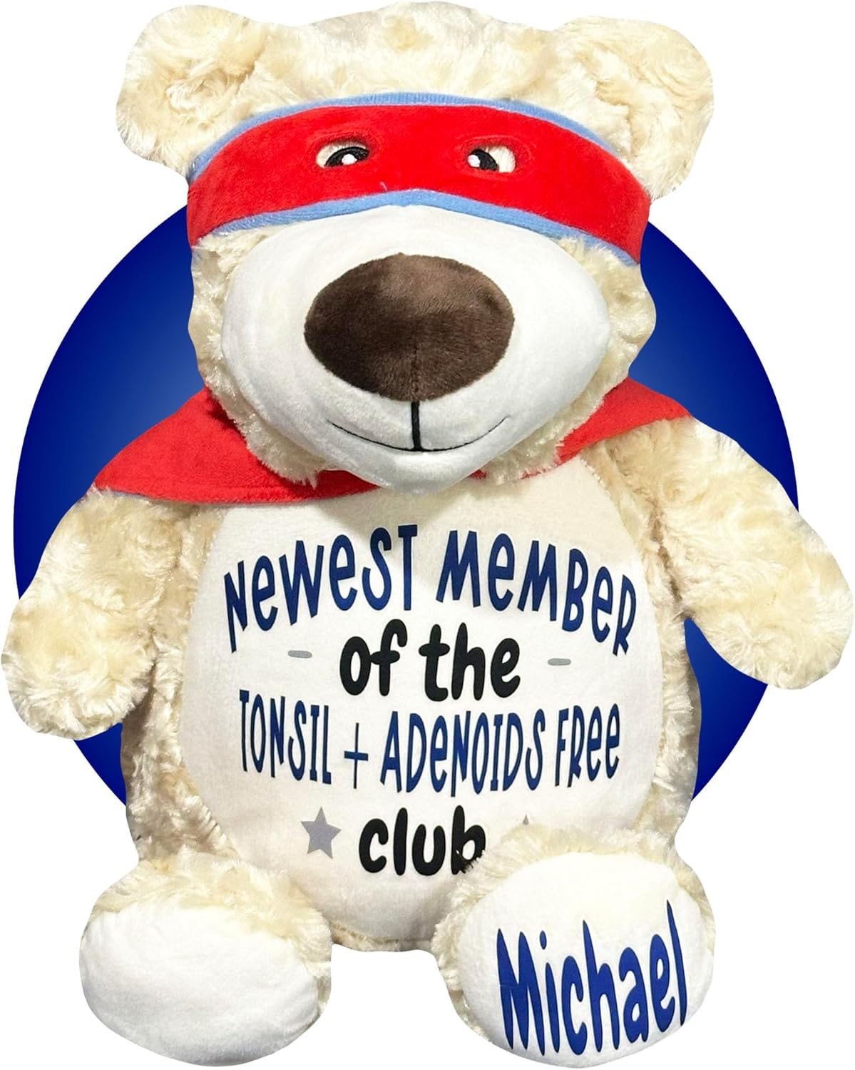 Tonsil and Adenoid Surgery Recovery Kids Gifts - Personalized 17" Tonsil and Adenoids Plush - Gift for Kid Getting Tonsils Out - Adenoid Surgery Bear for Kids - Tonsil Surgery Gifts (Superhero Bear)