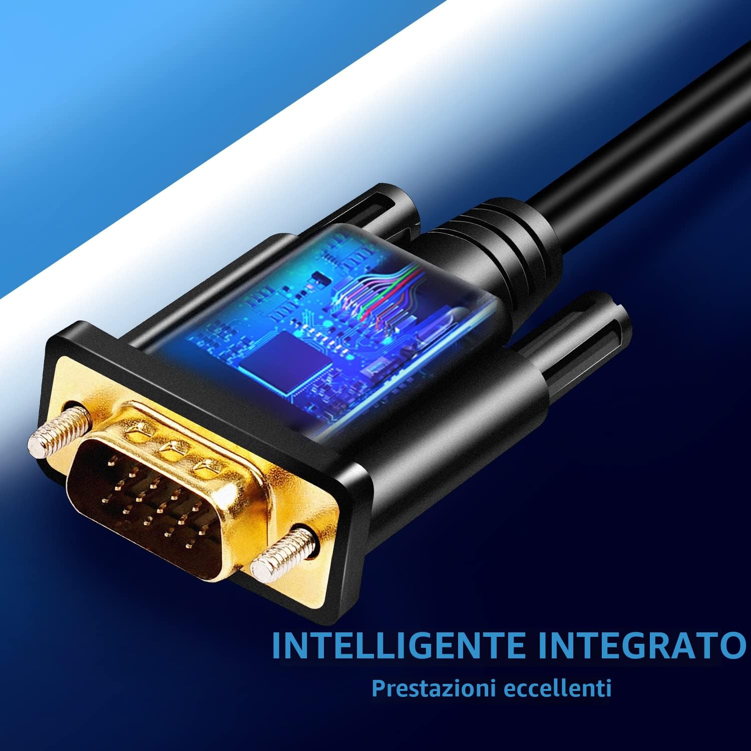 Herfair Cavo da HDMI a VGA, adattatore placcato in oro 1080P, cavo attivo di conversione video da HDMI digitale a VGA analogico per desktop, laptop, proiettore, monitor, HDTV, Xbox (1m)
