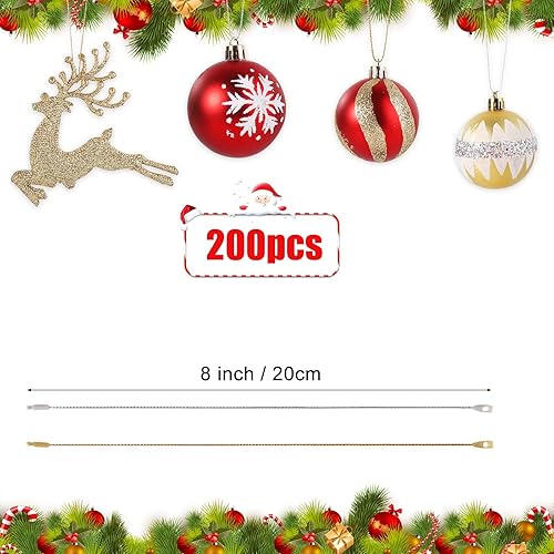 Miniatura 2 de 200 ganchos de cuerda de adornos de Navidad, perchas decorativas metálicas con cierres a presión para colgar en el árbol de Navidad, decoraciones de