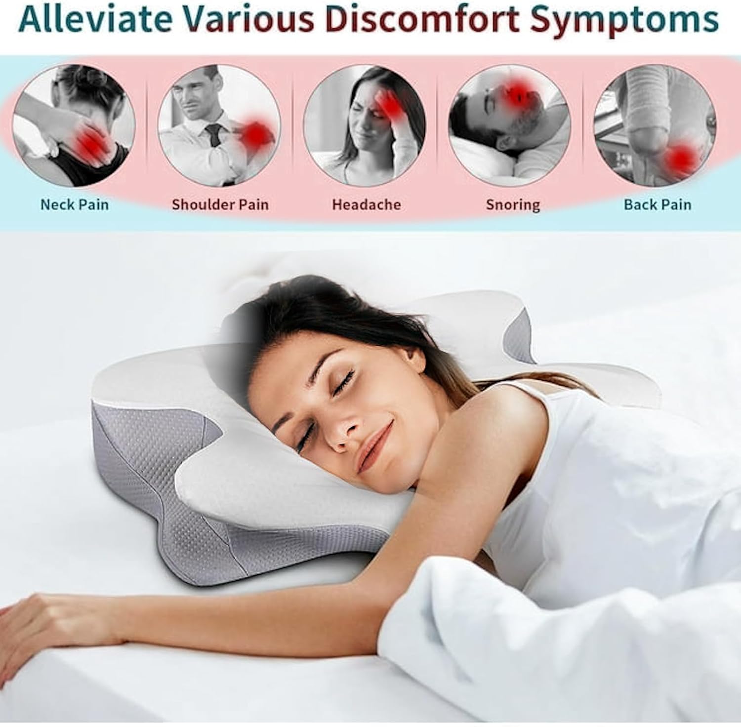 Neck Pain Relief Memory Foam Pillow, Adjustable Cervical Pillow, Ergonomic Contour Side Sleeper Pillows, Chiropractic Orthopedic Pillow for Neck Support, Best Pillow for Neck and Shoulder Pain