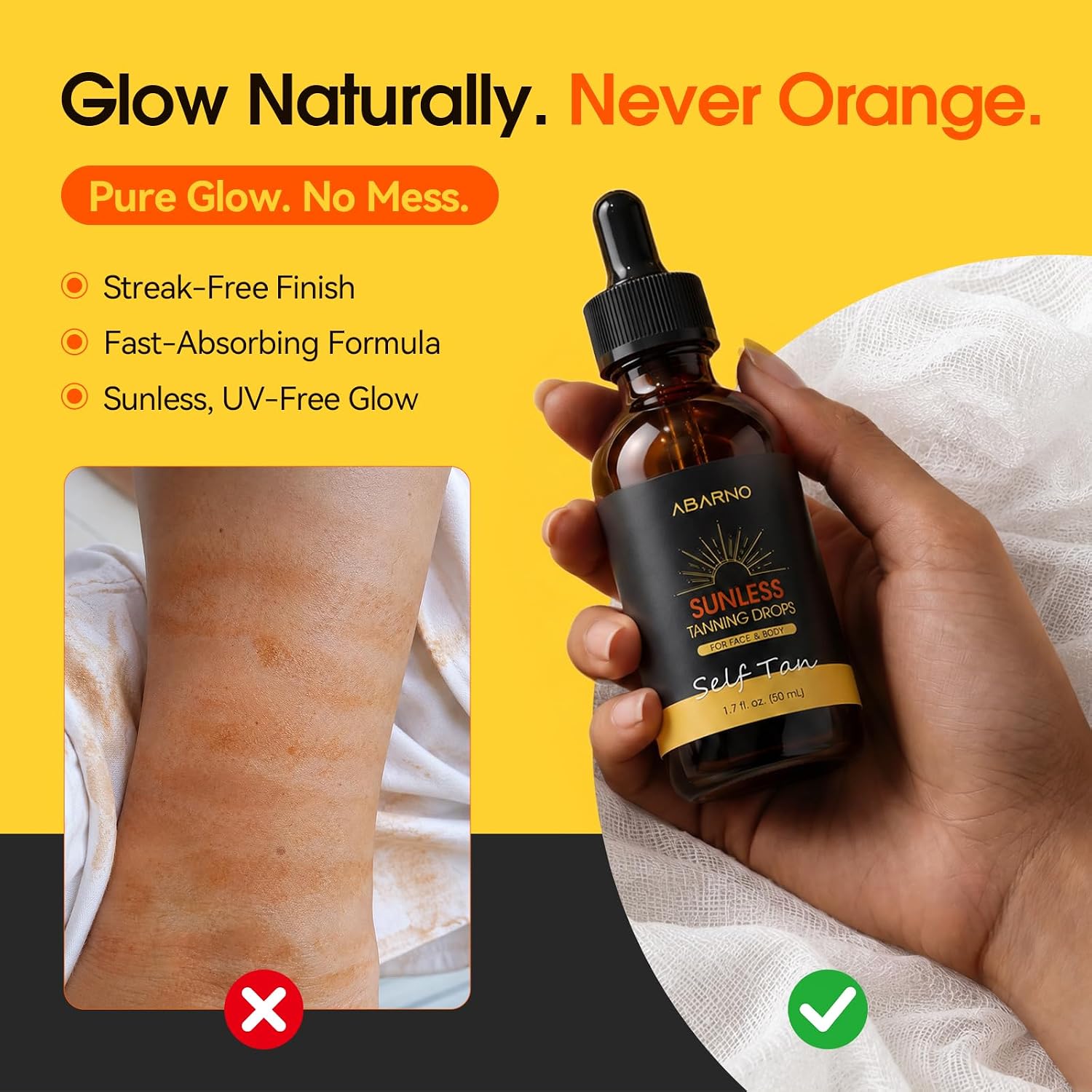 DHA Sunless Tanning Drops for Face & Body, 1.7 fl. oz. | DHA sunless tanning drops, add to moisturizer, no UV tanning, buildable glow, aloe & sodium hyaluronate