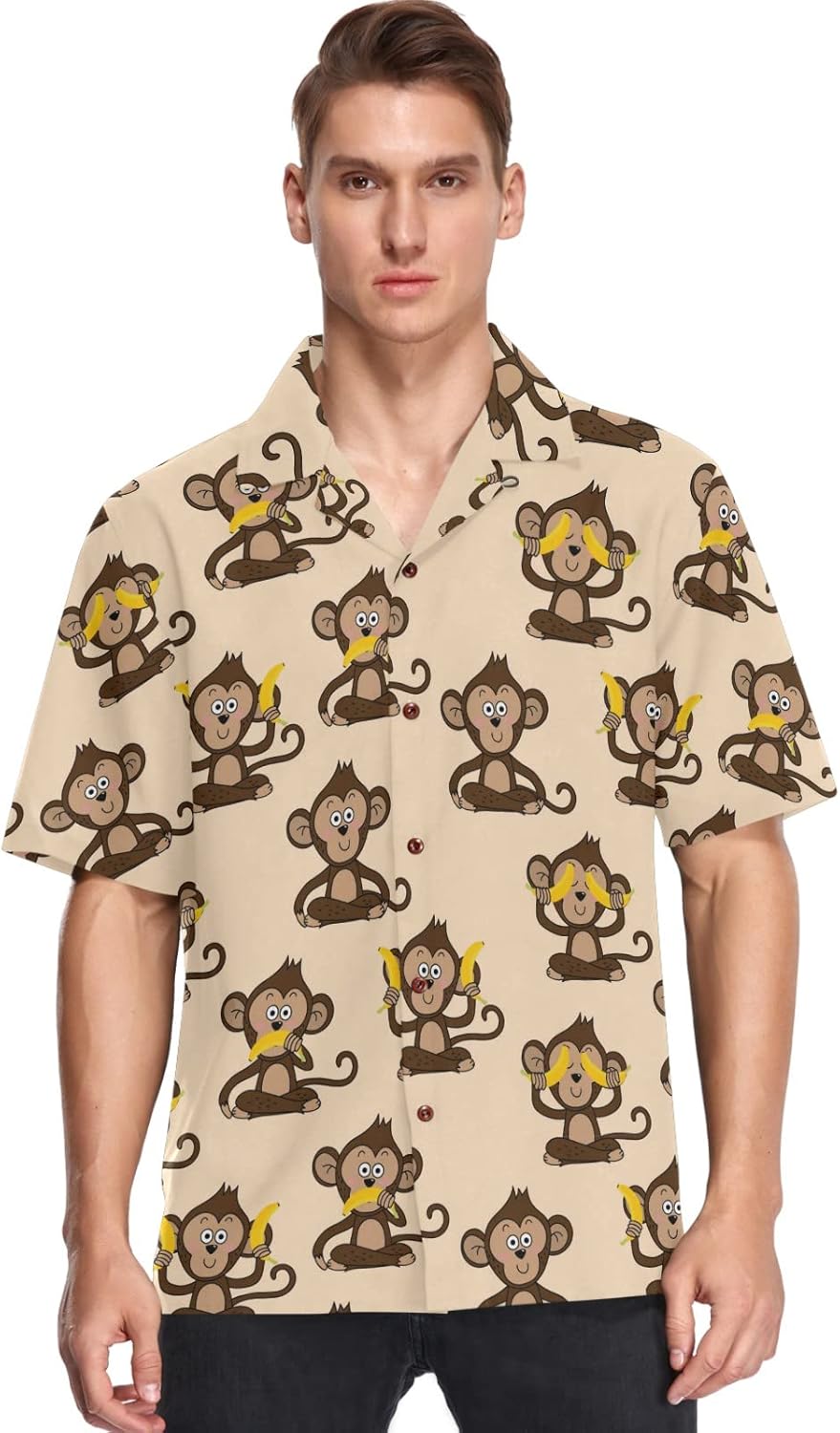 visesunny Stylish Men's Hawaiian Print Button Down Short Sleeve Shirt Funny Tropical Floral Casual Beach Shirts Gift