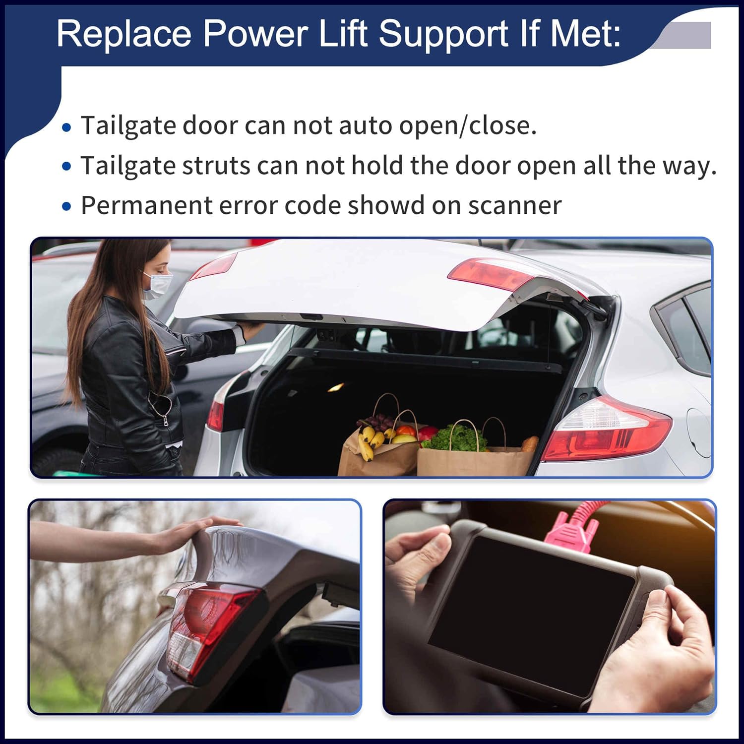 Rear Right Tailgate Power Lift Support for Ford Edge Sport Utility 2015-2018 Liftgate Power Hatch Shock Strut No.FT4Z58406A10B Rear Tailgate Struts Power Liftgate