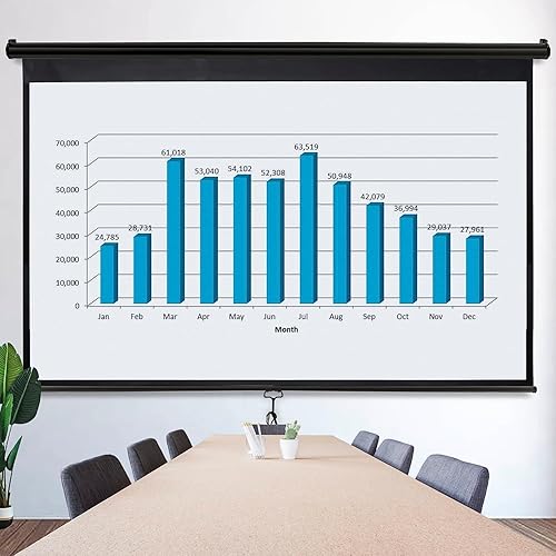 Miniatura 2 de Pantalla de proyector 100 pulgadas 169 HD portátil manual desplegable pantalla de proyector, montaje en pared en el techo retráctil pantalla ancha