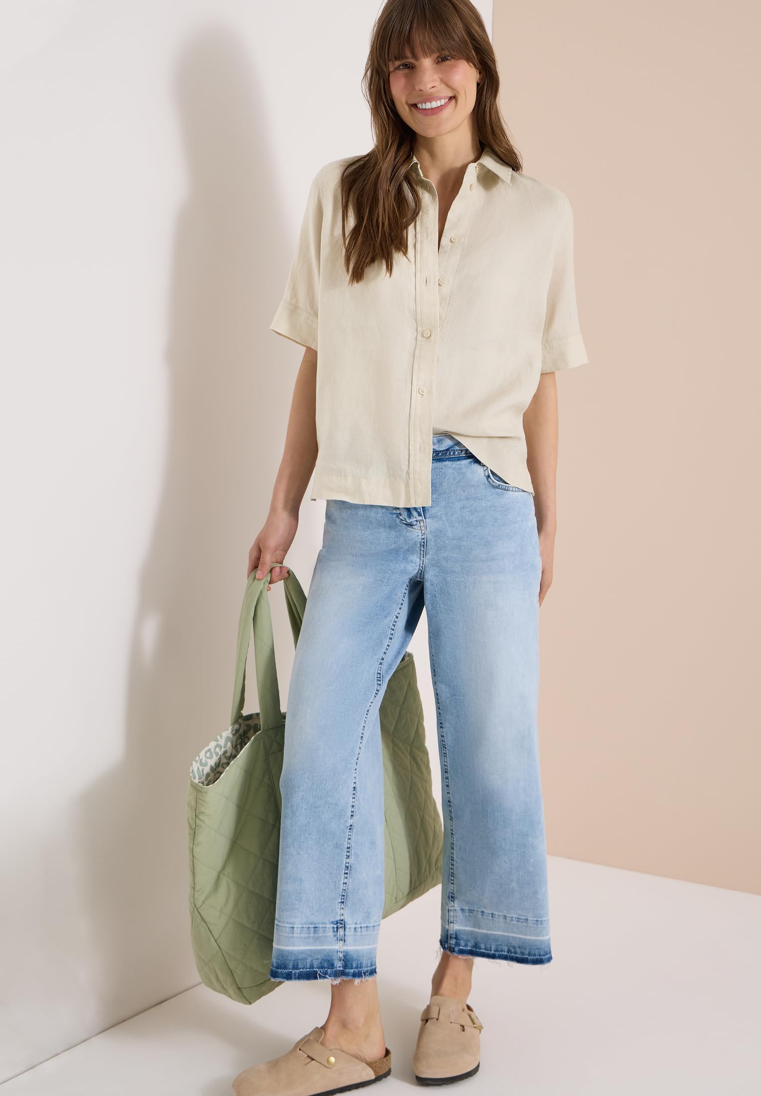 Cecil Kurzarm Bluse aus reinem Leinen