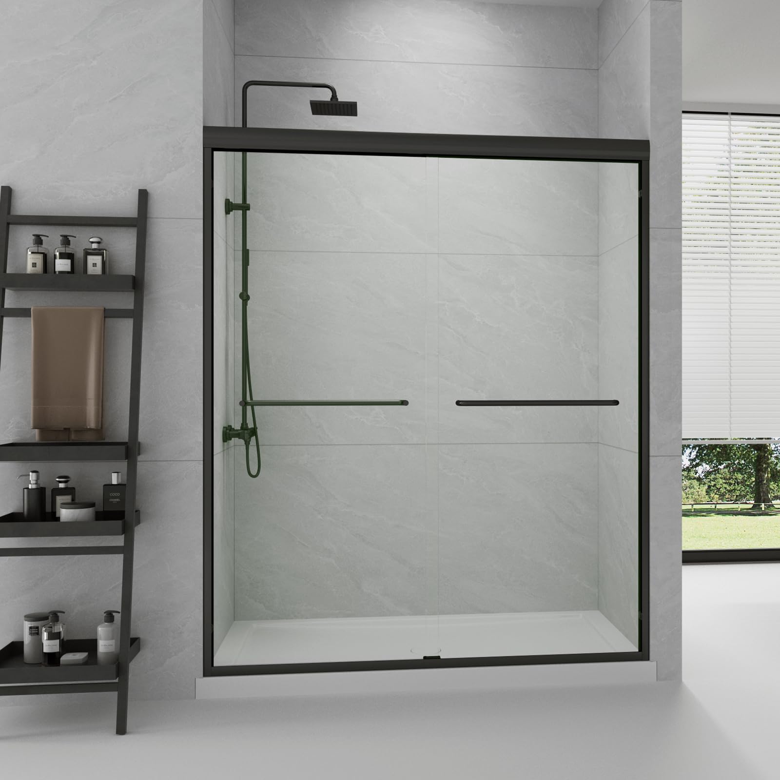 Semi-Frameless Sliding Shower Door W: 60 x H:72 Inches